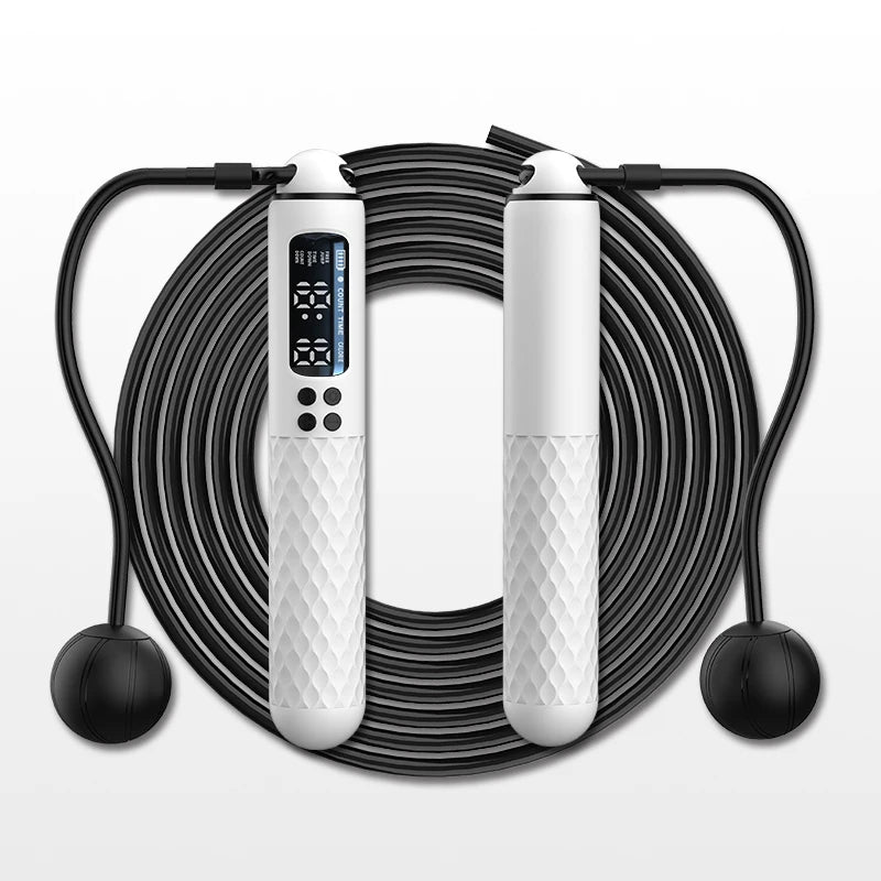 Cuerda de saltar con tecnología electrónica recargable por USB, cuerda de alambre ajustable, contador de calorías inalámbrico digital.