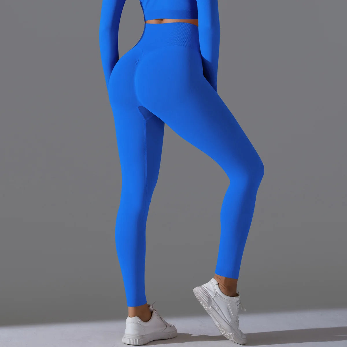 Leggings deportivos de yoga para mujer, sin costuras, cintura alta, elásticos, color sólido, para gimnasio, correr, secado rápido, realce y efecto moldeador.