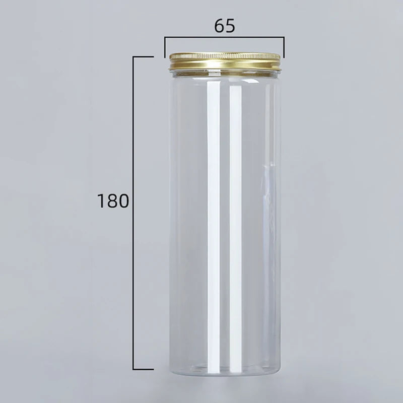 Frasco de plástico transparente de 15 tamaños con tapas de aluminio rosa, contenedor vacío para crema facial, contenedor de cosméticos, botellas rellenables de viaje doradas.