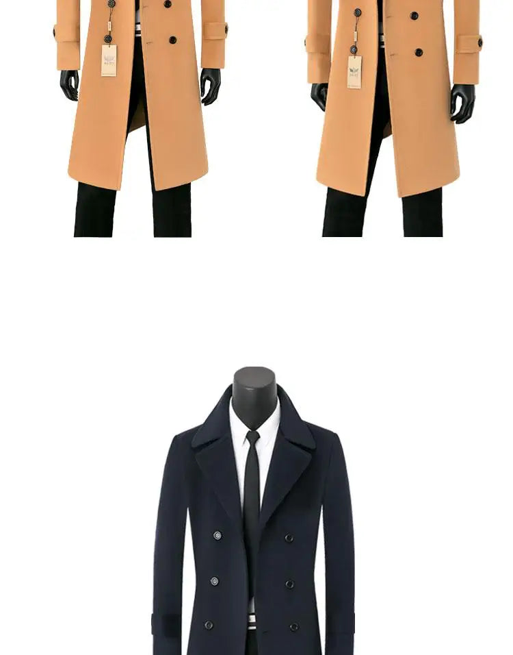 Abrigo de lana de alta calidad para jóvenes, cálido, informal, extralargo, cruzado, grueso, tallas grandes S-7XL 8XL 9XL