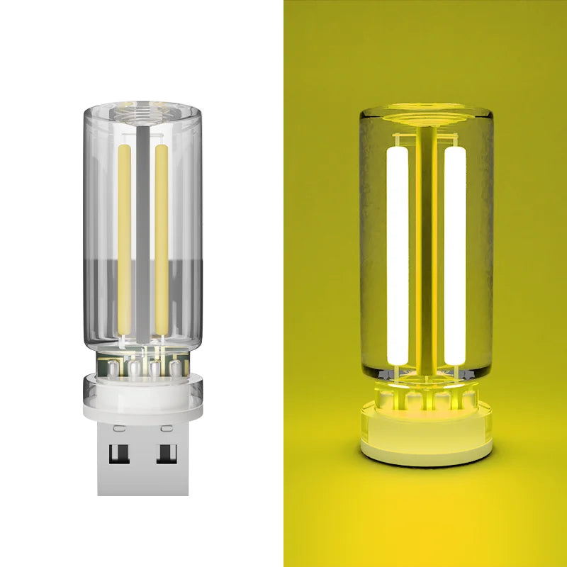 Luz de ambiente para coche, luz nocturna USB, atenuación táctil, lámpara LED de filamento incandescente, bombilla, iluminación de emergencia, lámpara ambiental Plug & Play.