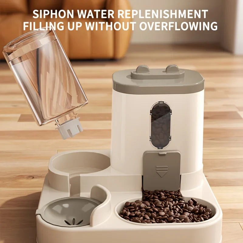 Dispensador de comida para gatos 2 en 1, agua y comida integrados, totalmente automático, dispensador de comida y agua para gatos, bonito dispensador de agua.