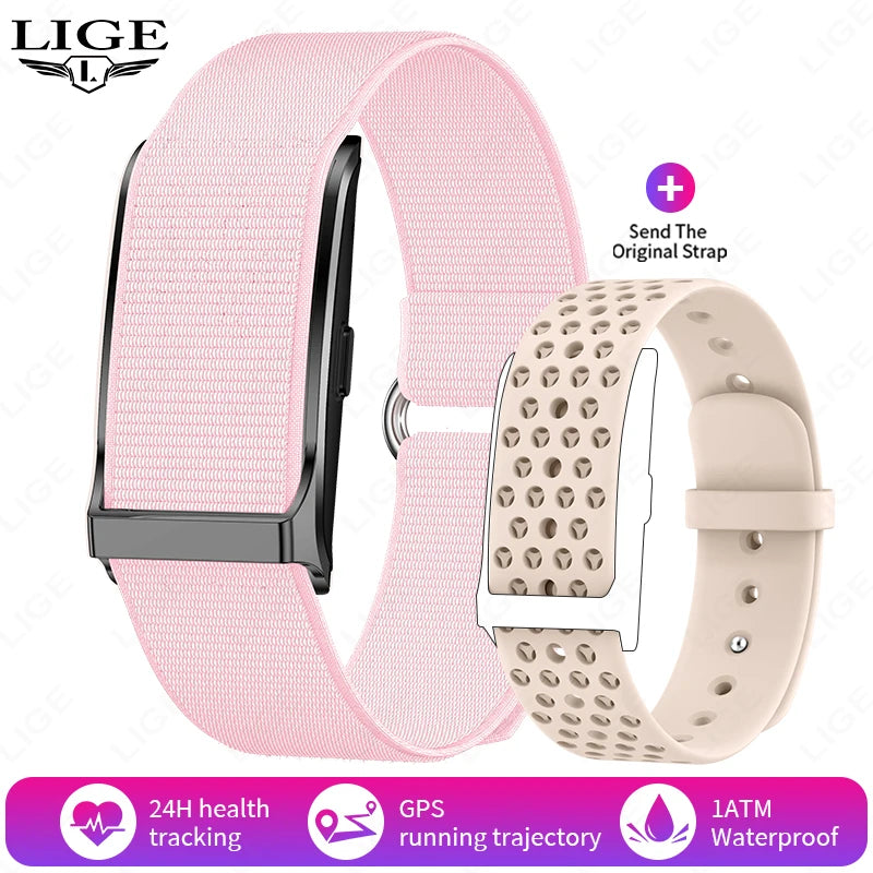 LIGE - Pulsera inteligente sin pantalla para hombre y mujer, con monitor de ritmo cardíaco, presión arterial, sueño, podómetro, rastreador de actividad física, 2025