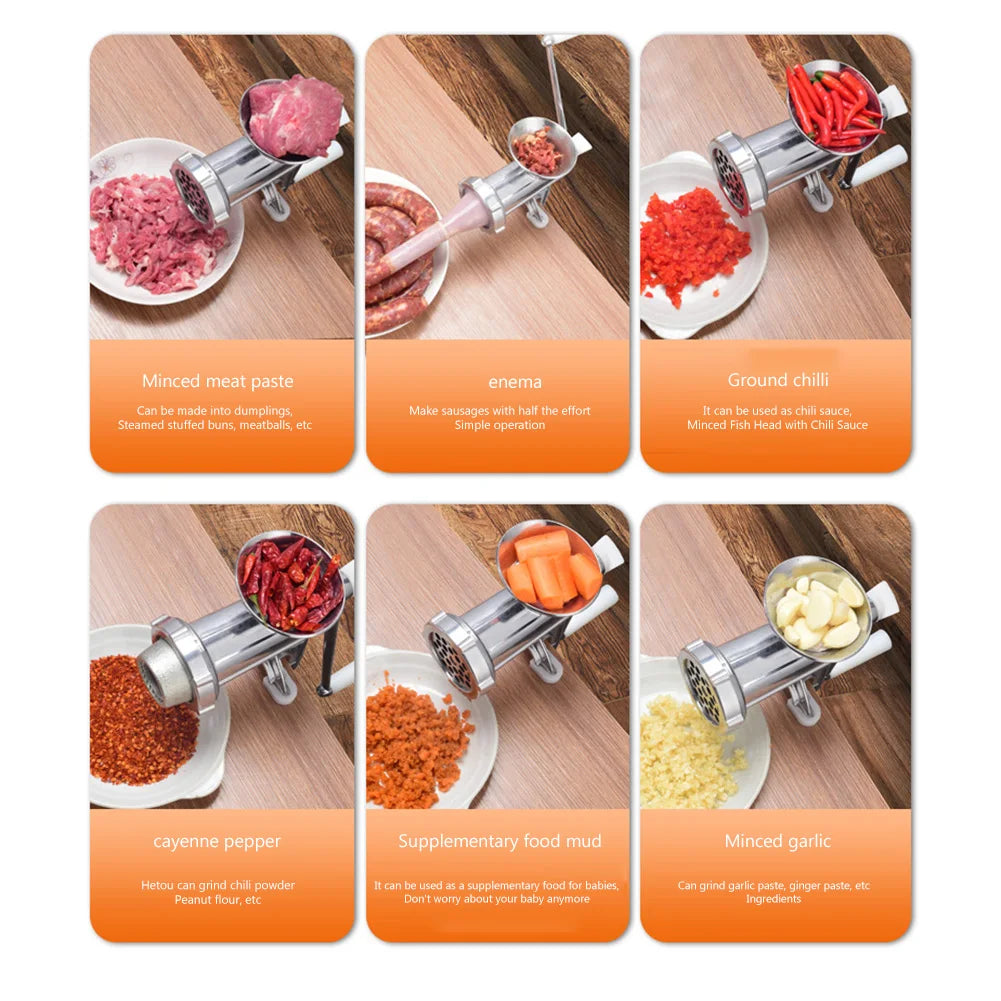 Picadora de carne manual multifuncional, herramientas de cocina, picadora portátil de salchichas y fideos, accesorios con manivela, aparatos de cocina