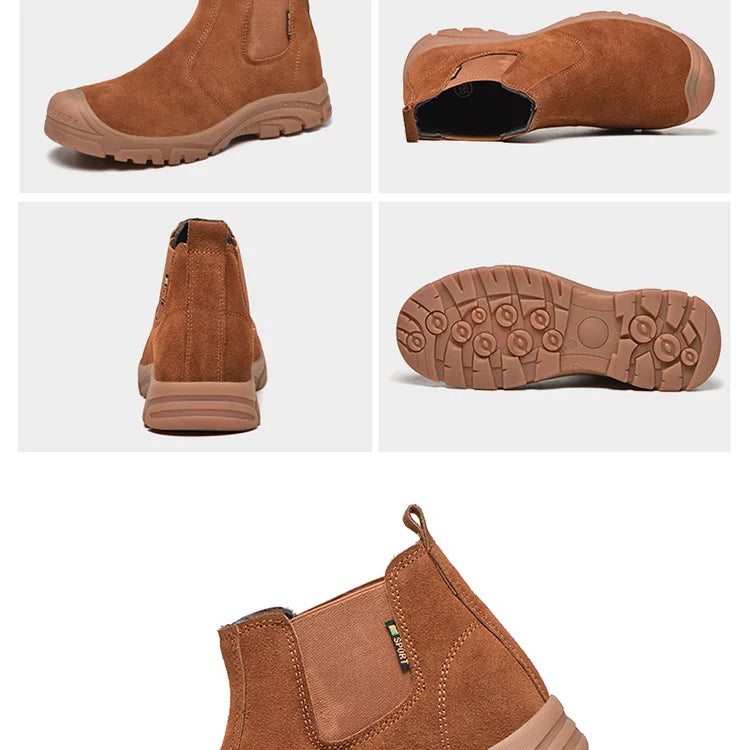 Anti Smashing And Anti Piercing Suede Safety Shoes Men's Steel Toe Cap Protection Work Shoes Fashion Scarpe Antinfortunistiche