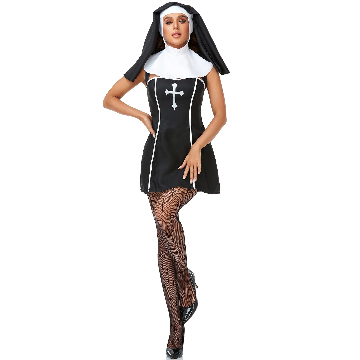 Easter Halloween Cosplay Party Costume Adult Sexy Nun Role Play Stage Fancy Party Dress