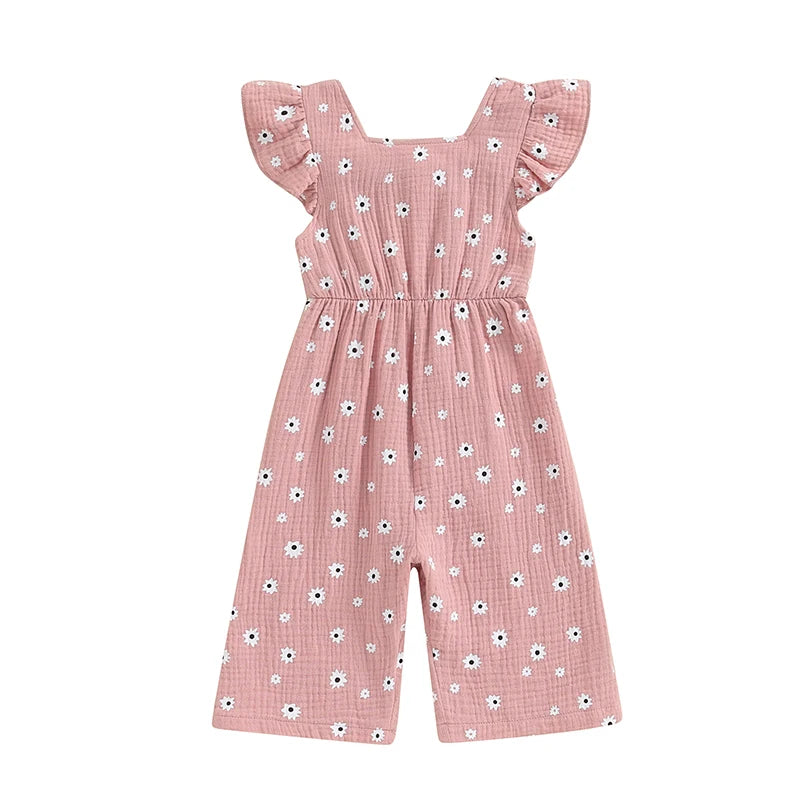 Ropa para niños pequeños, monos de verano para niñas, monos de algodón con estampado floral, sin espalda y con lazo, ropa para bebés
