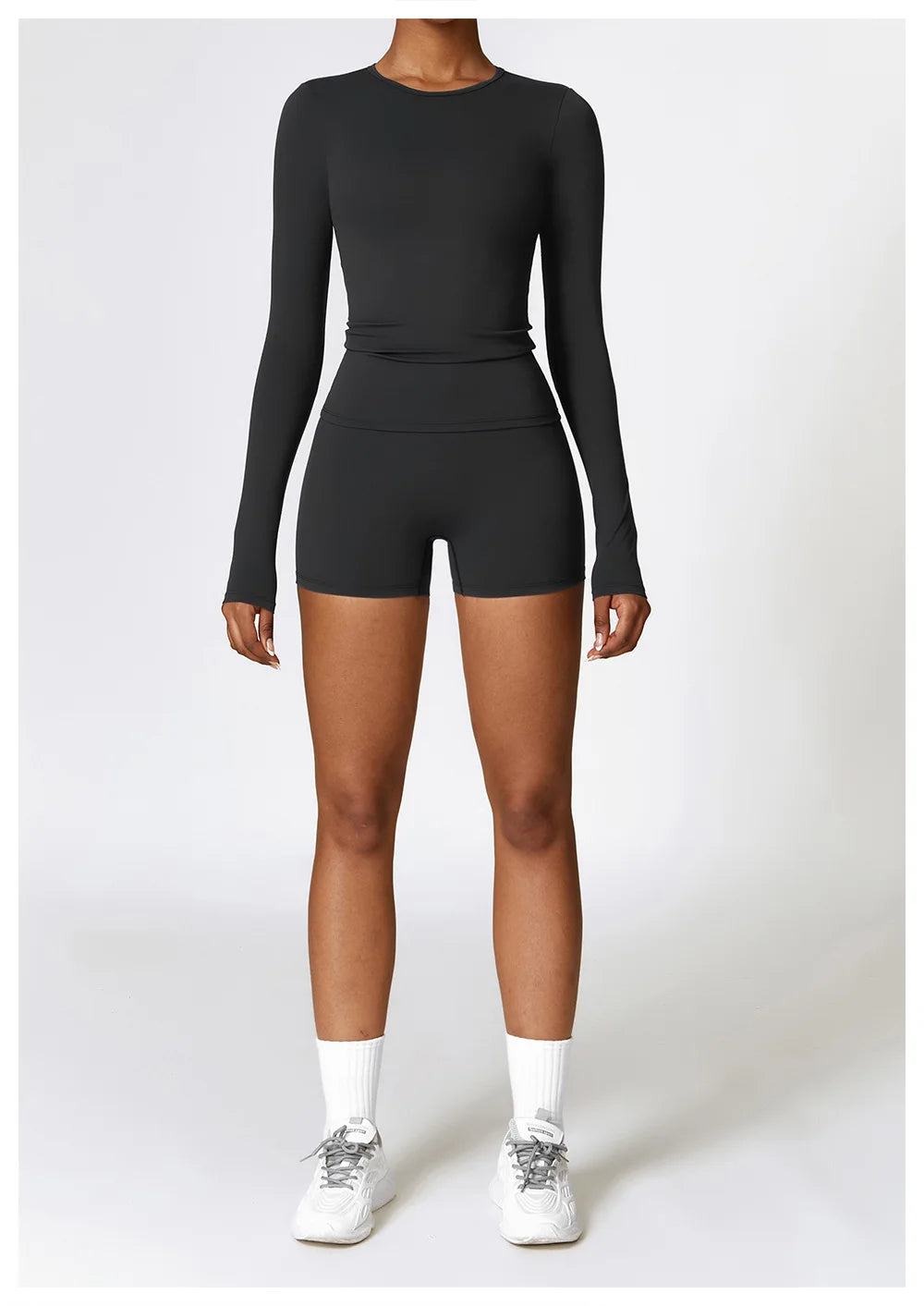 2PCS Seamless Yoga Set Women Workout Set Sportswear Gym Clothing Fitness Long Sleeve Crop Top High Waist Leggings Sports Suits