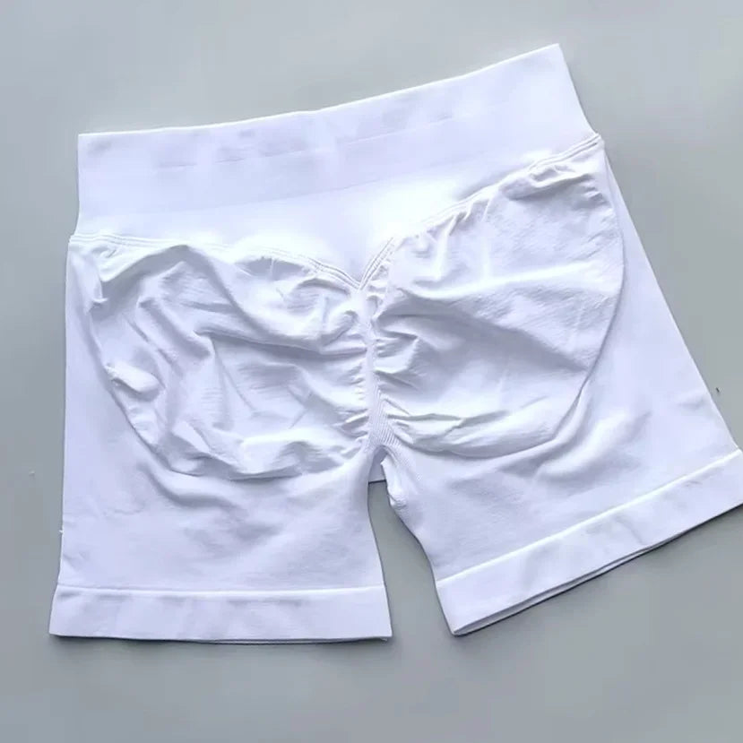 Pantalones cortos deportivos de impacto para mujer, cintura baja acanalada, sin costuras, ajustados, para entrenamiento, gimnasio, pantalones cortos elásticos para correr con cintura alta
