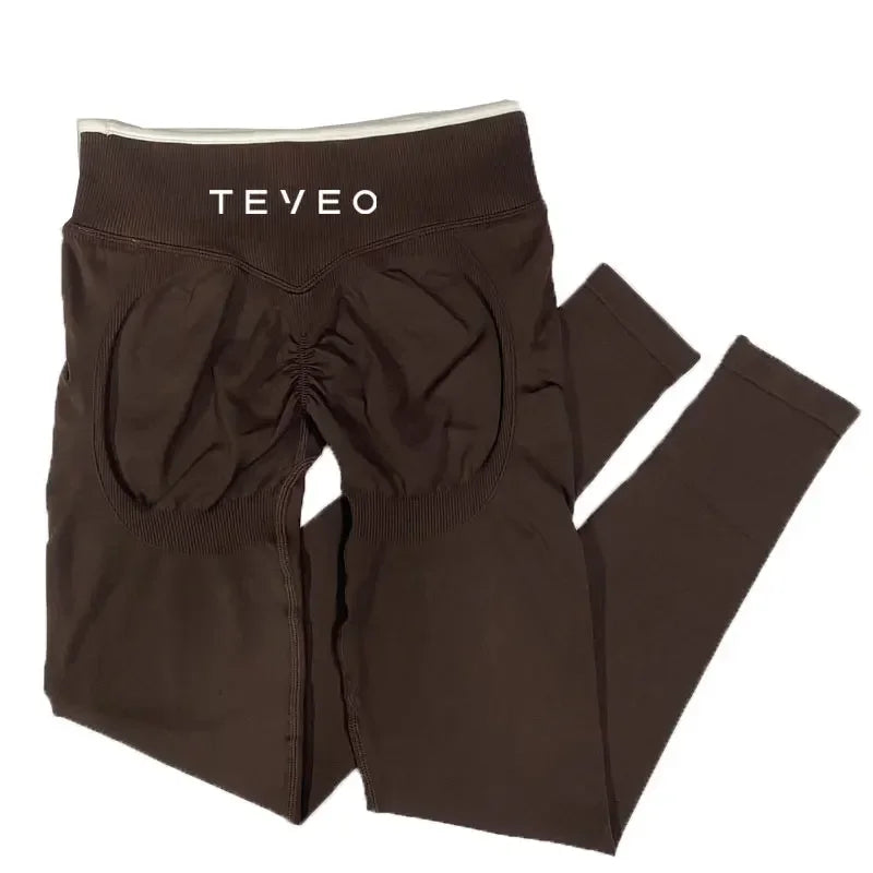 TEVEO - Pantalones cortos deportivos de yoga para mujer, pantalones deportivos elásticos para fitness y ciclismo, conjunto de sujetador de yoga corto Ignite Sculpt Scrunch, leggings