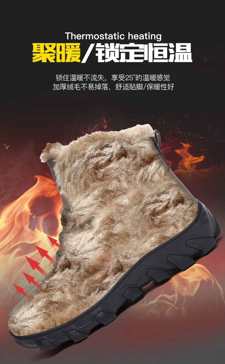 Botas de invierno para hombre, zapatillas cálidas, impermeables, antideslizantes, de felpa, de cuero, talla grande 48, novedad de 2024