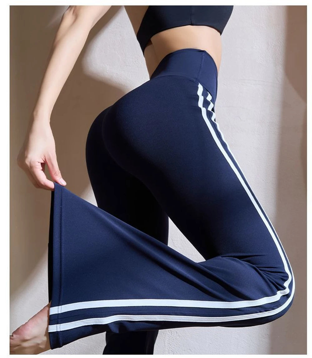 Women Yoga Flare Leggings Fitness Push Up High Waist Wide Leg Workout Pants Gym Elastic Tights Exercise Sport Pant Bell Bottomed