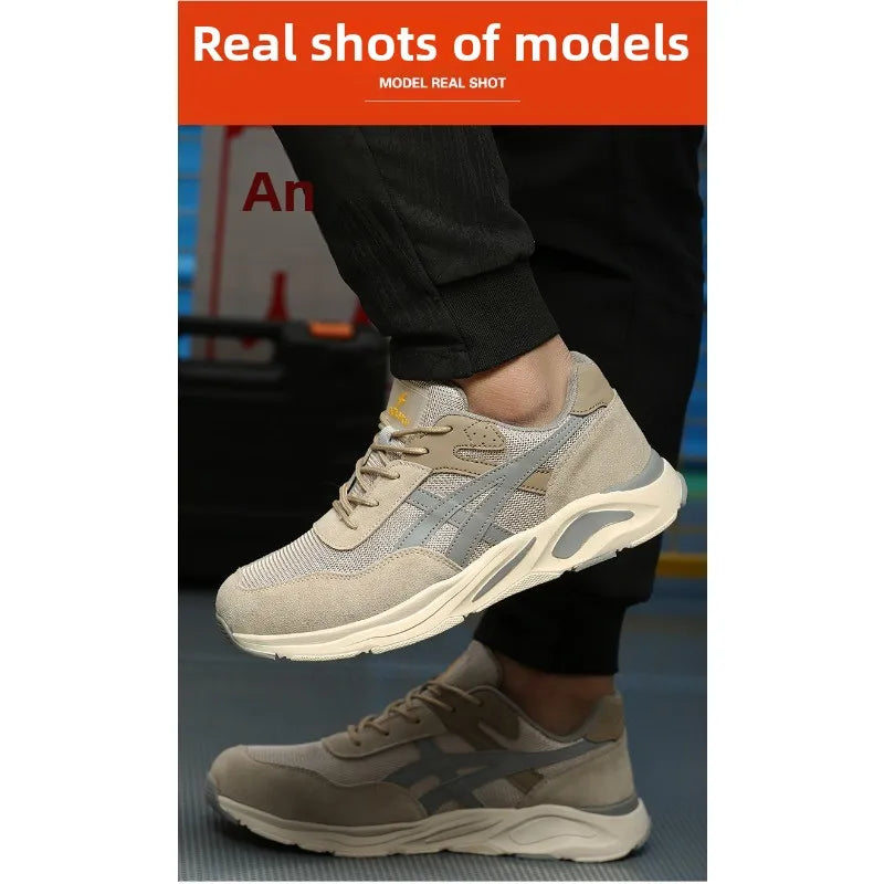 Nuevos zapatos de protección laboral ligeros y transpirables para hombres y mujeres, con puntera de acero antiaplastamiento y antipinchazos.