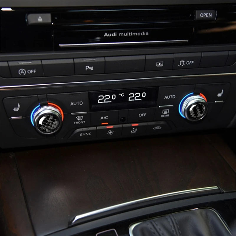 Accesorios decorativos para el interior del coche Audi A6 A7 2012 2013 2014 2015 2016 2017 2018, pegatinas negras de fibra de carbono, embellecedor de cubierta.