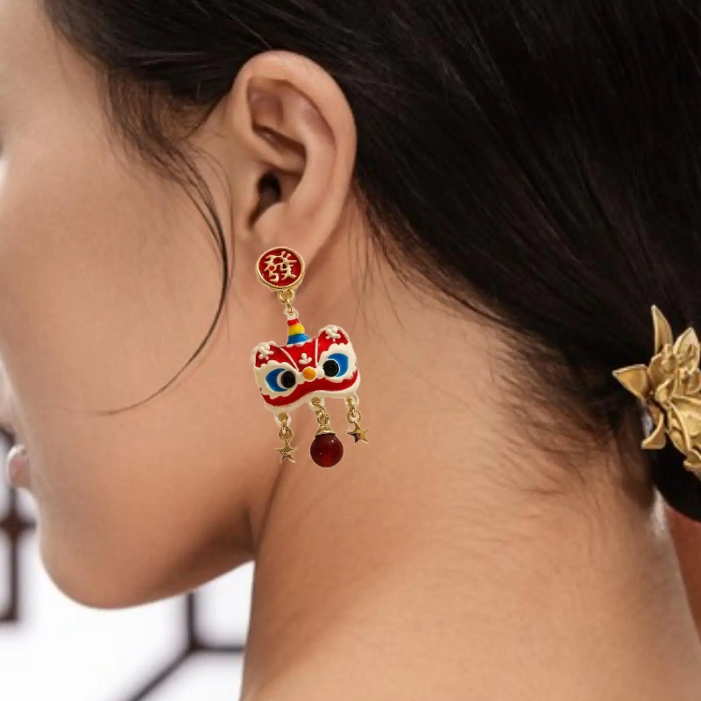 Pendientes colgantes de Año Nuevo chino, accesorios de joyería para las fiestas.