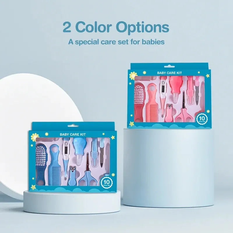 Kit de cuidado diario para uñas y cabello de bebés recién nacidos, 10 piezas, cepillo de aseo para niños, peine y cortaúñas seguro, juego de regalo para bebés.