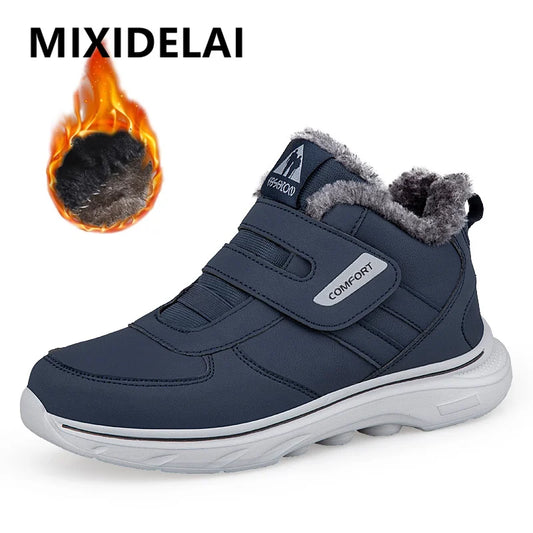 Nuevas zapatillas de invierno para hombre, botas de nieve gruesas y cálidas de felpa, botines ligeros para hombre, botas de algodón para exteriores hechas a mano para hombre.