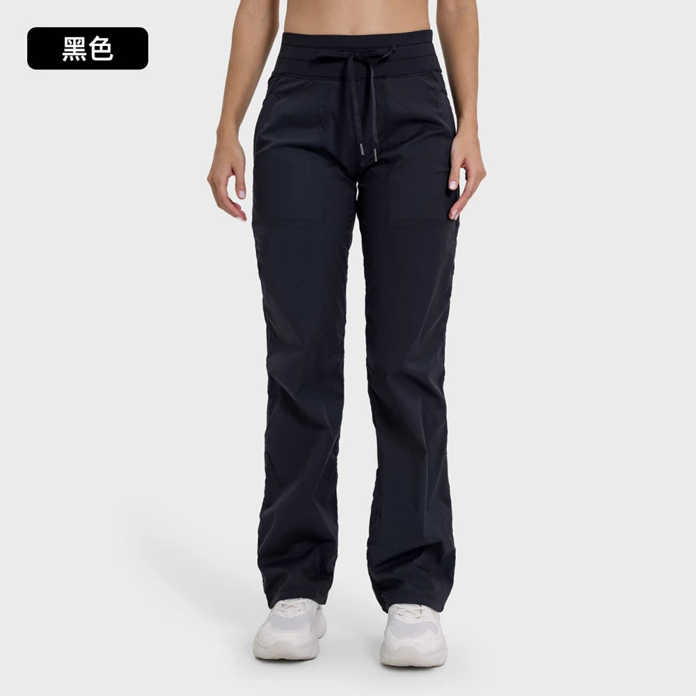 Pantalones deportivos de mujer de secado rápido, ligeros, transpirables, para correr, fitness, cintura alta, holgados, de pierna ancha, casuales, para yoga, otoño 2024.