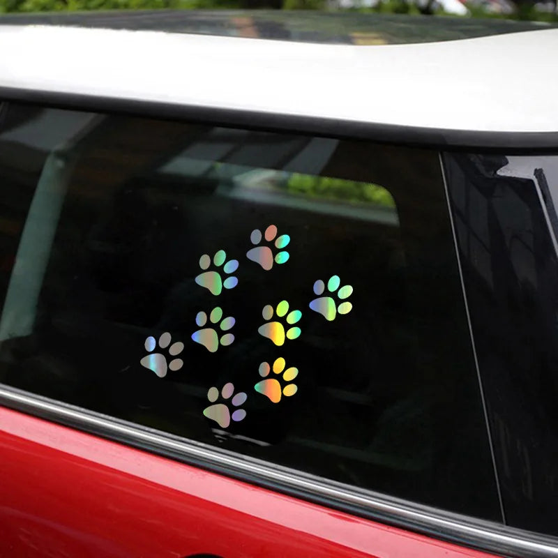 Pegatina con huella de pata de gato para coche, creativa, 3D, con diseño de huella de animal, protector solar, impermeable, para puerta de coche, ventana, accesorios exteriores