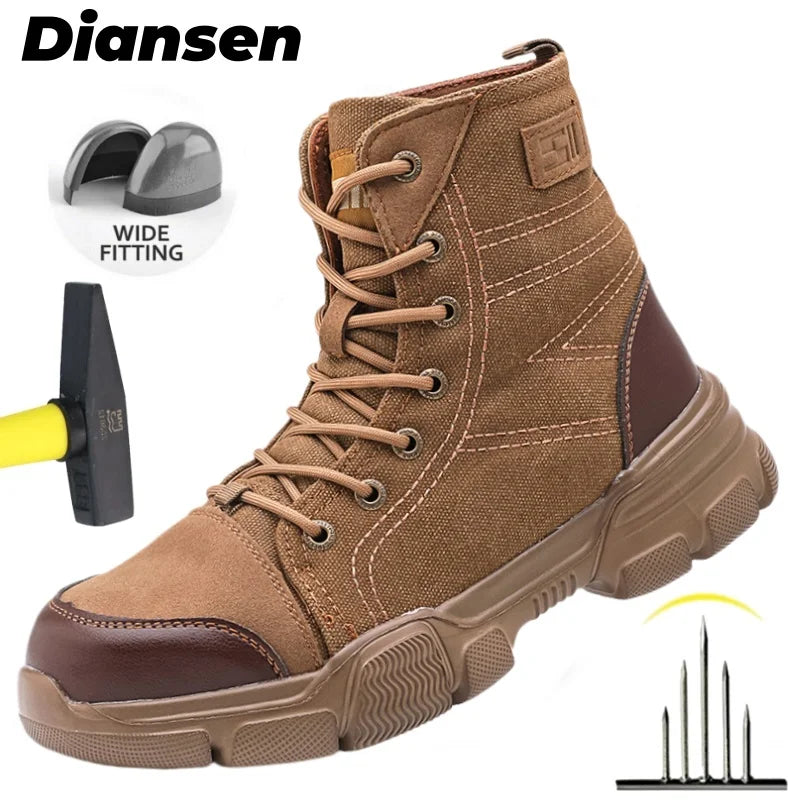 Botas de trabajo nuevas, indestructibles, zapatos de seguridad anti-aplastamiento, zapatos con puntera de acero para hombre, zapatillas a prueba de pinchazos, zapatos de trabajo antideslizantes.