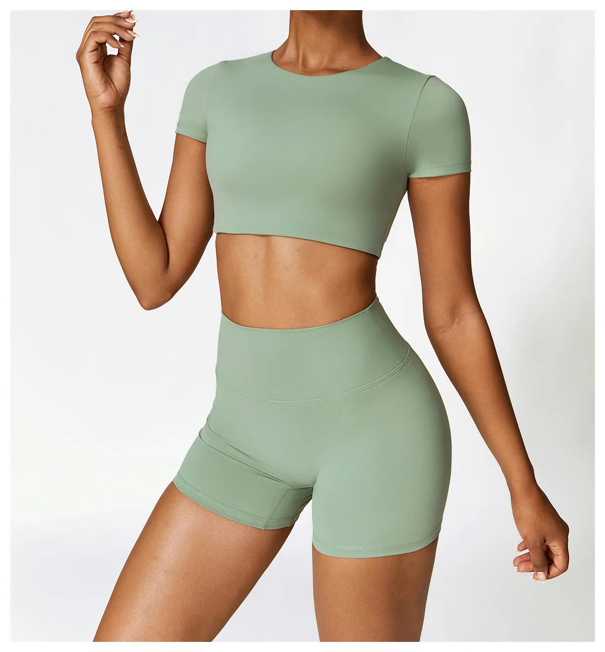 2PCS Seamless Yoga Set Women Workout Set Sportswear Gym Clothing Fitness Long Sleeve Crop Top High Waist Leggings Sports Suits