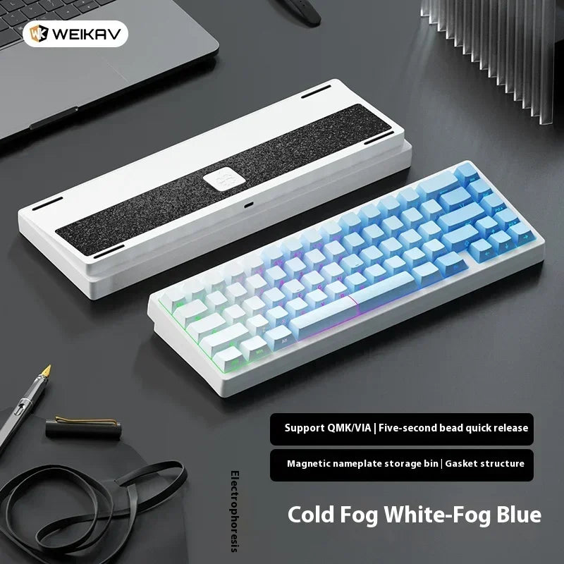 Teclado mecánico para juegos Weikav Lucky65 V2 RGB con junta intercambiable en caliente, estructura de 3 modos, aleación de aluminio, accesorio para PC