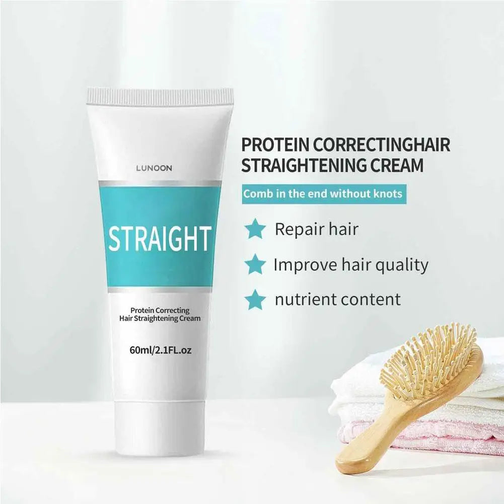 Crema de queratina para alisar el cabello (60 ml), tratamiento profesional para cabello dañado, alisado más rápido, cuidado del cabello rizado, crema correctora con proteínas.