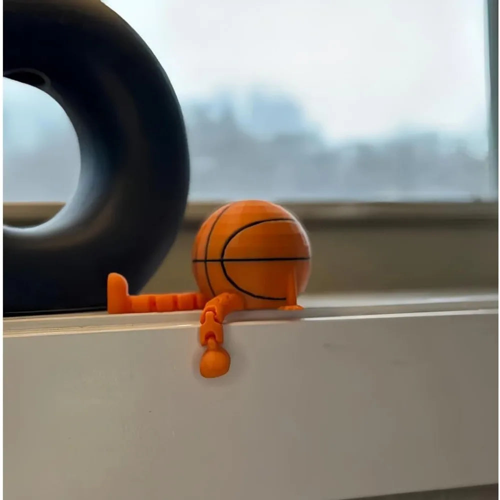 Figura de balón deportivo en miniatura de baloncesto, fútbol, béisbol y voleibol con patas articuladas, minidecoración para estanterías y escritorios.