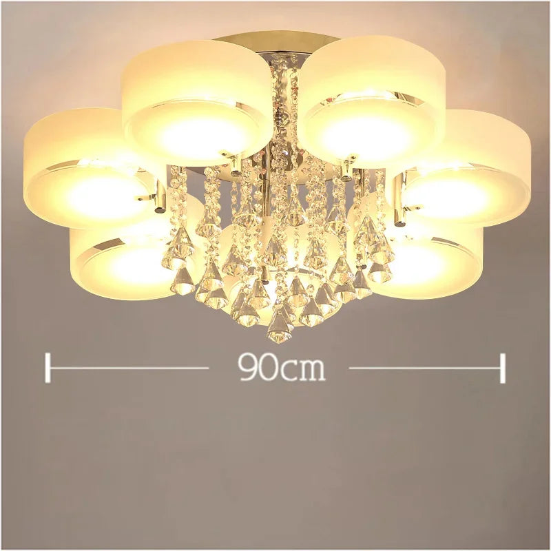 Lámpara de techo LED para sala de estar, moderna, sencilla, cálida, romántica, atmosférica, para el hogar, de cristal de bajo consumo.