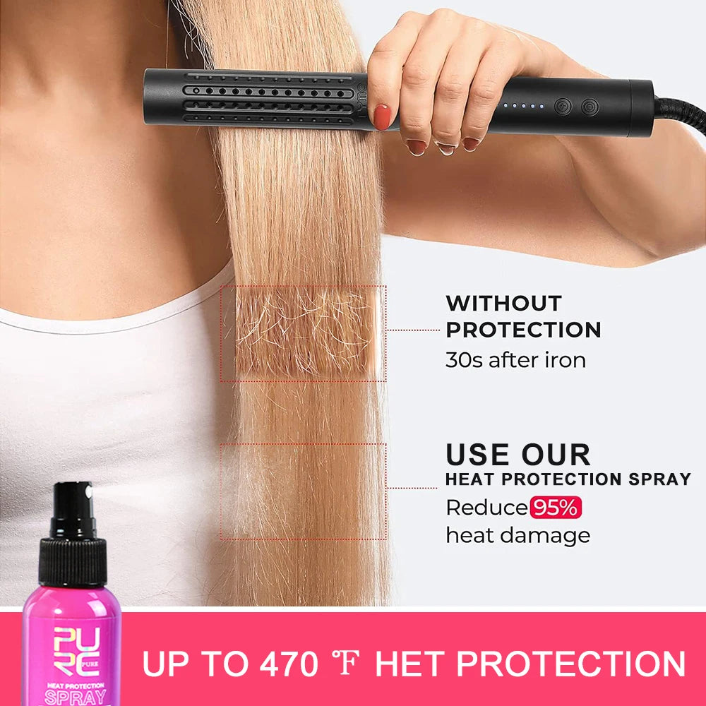 Spray protector térmico PURC Aceite de coco Control del frizz y brillo para todo tipo de cabello Protección térmica hasta 470 °F Cuidado del cabello