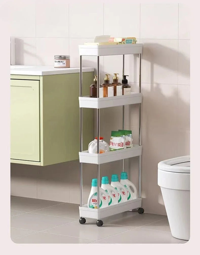 Estante de baño con ruedas 2025, carrito multiusos con ruedas de 4 niveles, organizador de baño, carrito multiusos