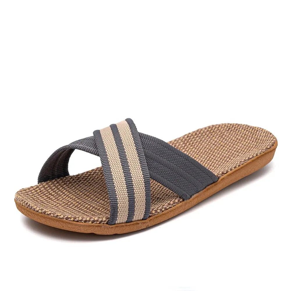 Sandalias planas de lino para mujer, ligeras y casuales, de talla grande, para verano, para el hogar, envío gratis