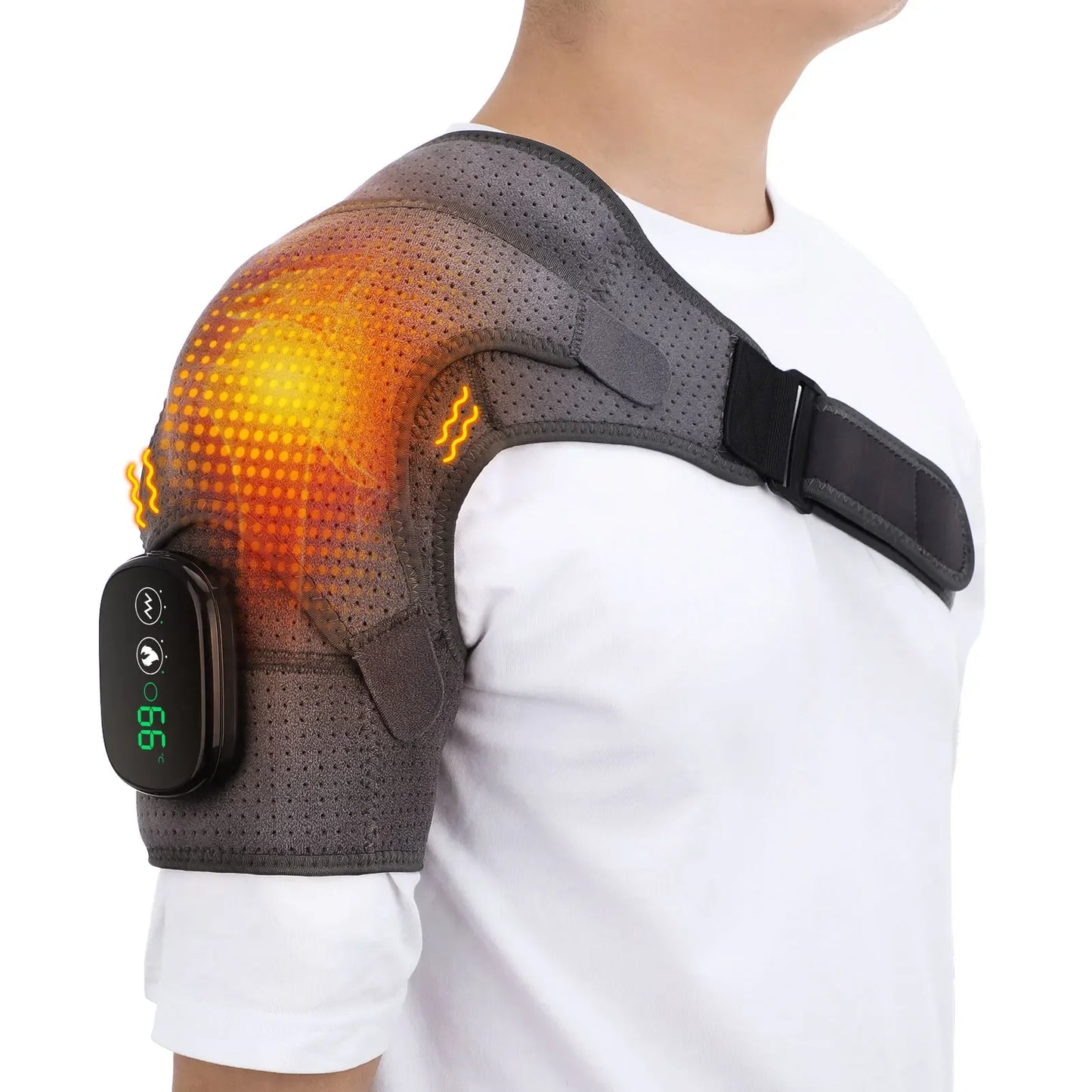 Masajeador de hombros con calefacción eléctrica, soporte para espalda y hombros con calefacción, cinturón de masaje de hombros con calefacción ajustable para la relajación muscular del brazo.