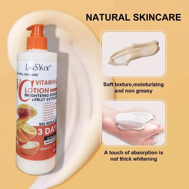 500ML Loción corporal hidratante con vitamina C, Crema Corporal nutritiva, reparadora, cuidado de la piel, suero abrillantador