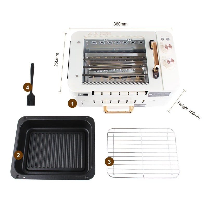 Horno eléctrico sin humo, automático, giratorio, para brochetas de cordero, parrilla para kebab, máquina para asar, olla caliente, estufa, plancha, sartén