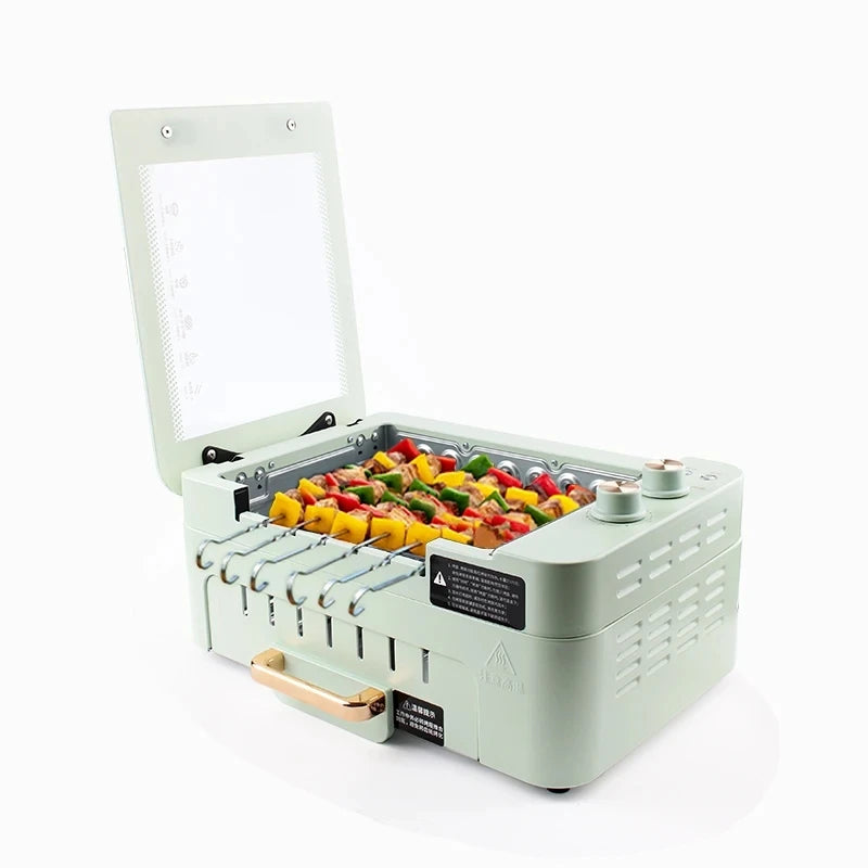 Horno eléctrico sin humo, automático, giratorio, para brochetas de cordero, parrilla para kebab, máquina para asar, olla caliente, estufa, plancha, sartén