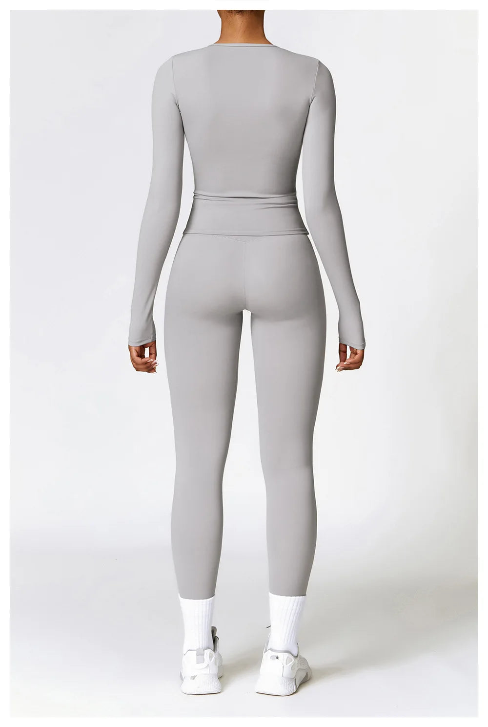 2PCS Seamless Yoga Set Women Workout Set Sportswear Gym Clothing Fitness Long Sleeve Crop Top High Waist Leggings Sports Suits