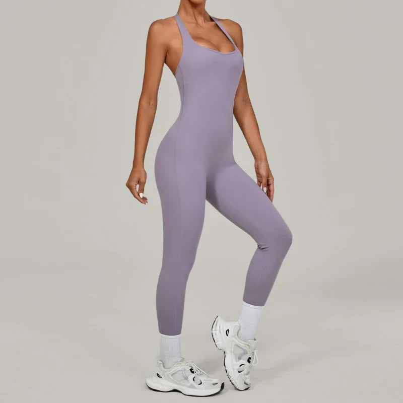 Nuevo Body de Yoga Sexy para Mujer, Mono Deportivo de una Pieza, Sin Mangas, Espalda Abierta, Conjunto de Yoga de Secado Rápido, Ropa Deportiva para Entrenamiento y Yoga.