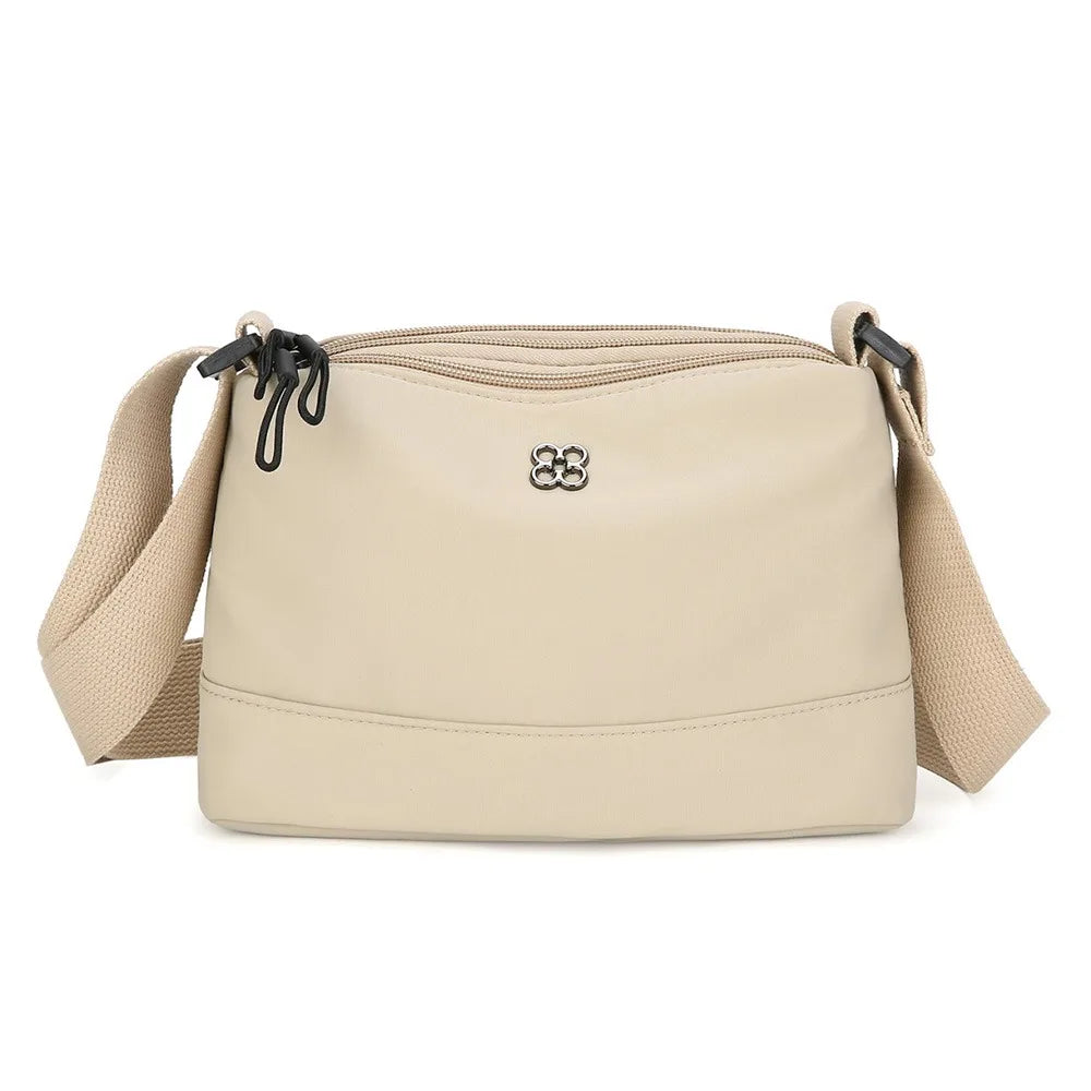 Bolso de hombro de nailon suave y moderno para mujer, de color liso, estilo informal, con múltiples bolsillos, bolso de mano para estudiante.