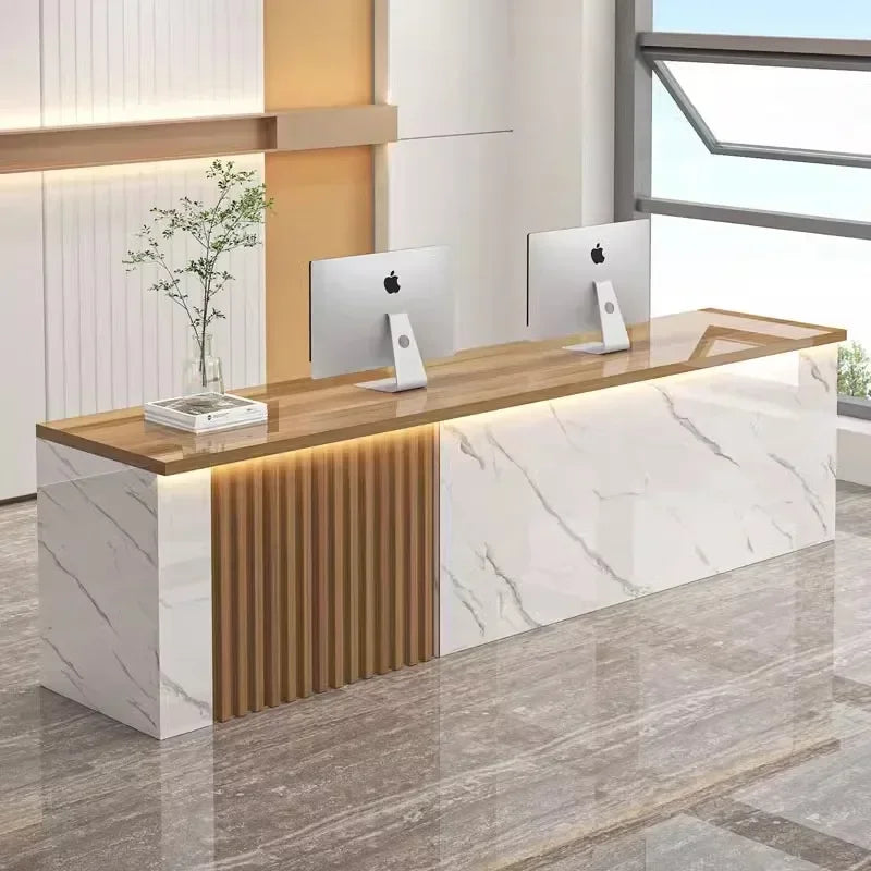 Mostrador de oficina Mostradores de recepción Decoraciones Belleza Mostradores de recepción modernos Salón de lujo Mostrador Negocio Mobiliario comercial