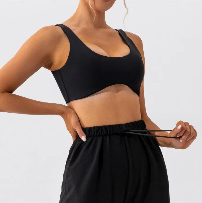 Sujetador de yoga con ajuste ceñido, absorción de humedad, absorción del sudor, alta elasticidad, transpirabilidad y tacto nude.