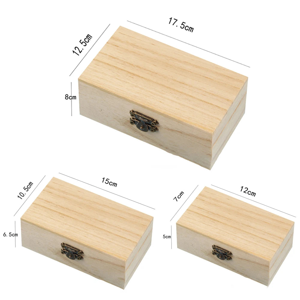 Cajas de almacenamiento cuadradas con bisagras de madera lisa escocesa de color tronco, 1/3 unidades, caja de regalo artesanal, caja de almacenamiento hecha a mano, caja de organización