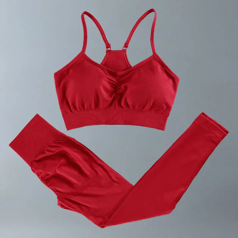 Conjunto deportivo para mujer, top deportivo, leggings de yoga, sujetador deportivo, leggings sin costuras para realce de glúteos.