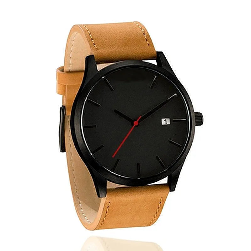 Reloj Masculino para hombre, relojes deportivos a la moda, reloj de pulsera de cuarzo con correa de cuero y calendario para hombre, relojes para hombre