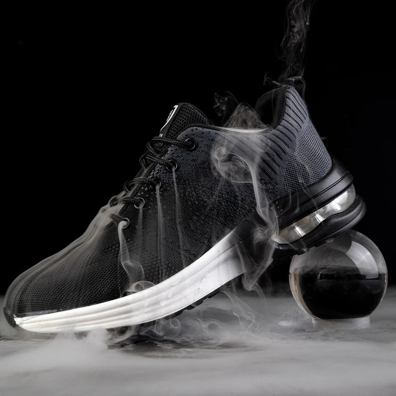 Zapatos de trabajo de protección anti-aplastamiento para hombres y mujeres, zapatos indestructibles anti-perforación, zapatos de trabajo con amortiguación de aire, zapatos de seguridad con puntera de acero para hombre.