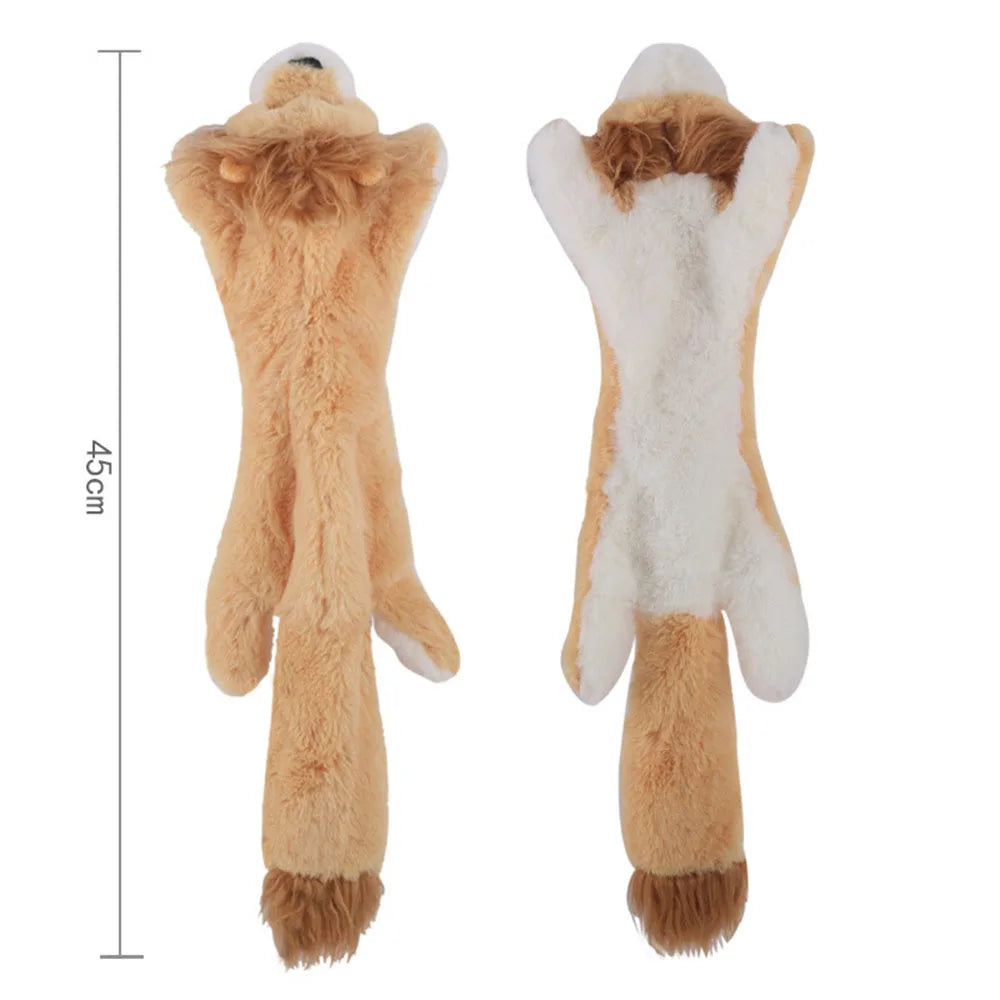 Divertido juguete de imitación de animal sin relleno para perros con chirriadores, duradero, de peluche sin relleno, con sonido chirriante, para masticar y arrugar.