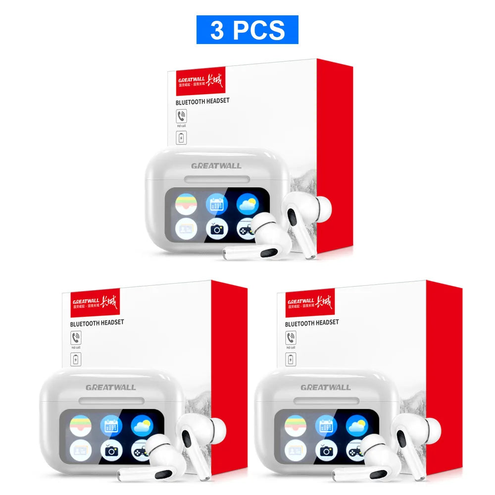 Auriculares inalámbricos GREATWALL TWS originales con Bluetooth, pantalla táctil LCD inteligente, sonido estéreo HiFi, llamadas HD y aplicación.