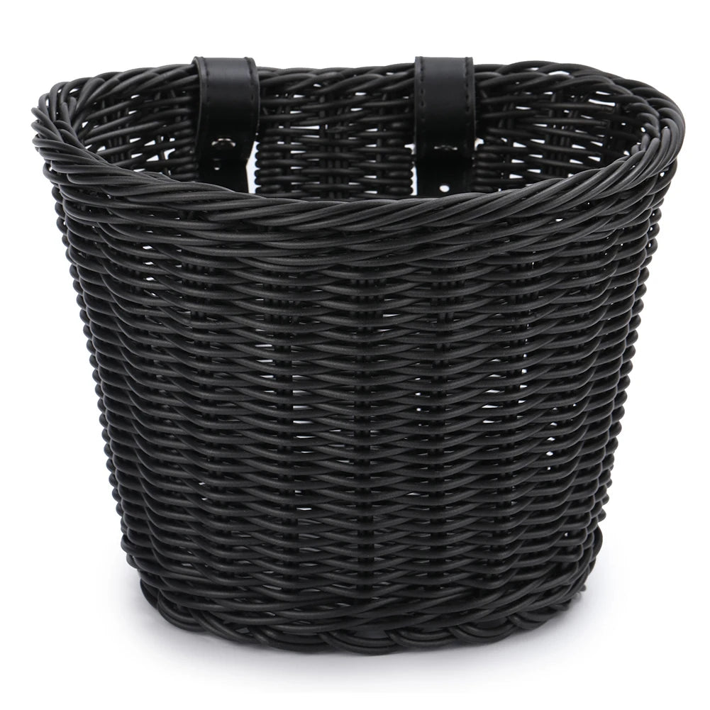 Conjunto de cesta de bicicleta para niños, timbre, borla y pegatinas. Cesta de bicicleta de ratán tejida a mano para manillar delantero. Accesorios de ciclismo.