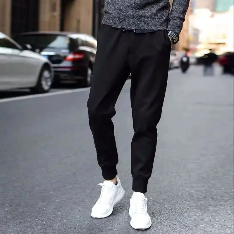 Pantalones de verano de seda de hielo para hombre, finos, holgados, de pierna recta, deportivos, de secado rápido, informales, de pierna ancha y largos, para estudiantes