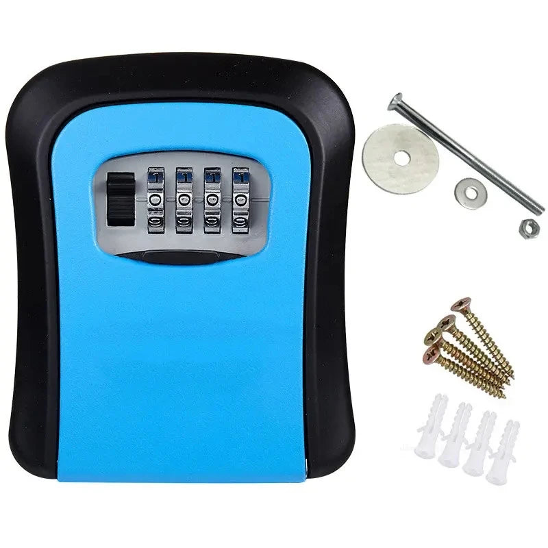 Caja de código de 4 dígitos, instalación gratuita, caja de llave con contraseña para exteriores, gancho de bloqueo extendido, alambre de acero, almacenamiento de llaves para colgar, llave impermeable